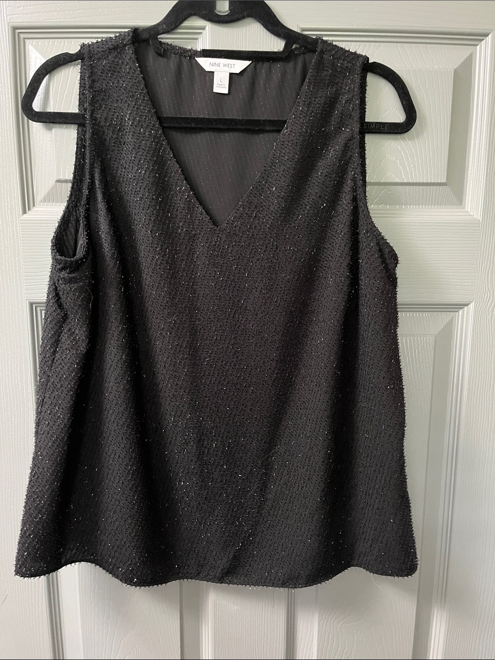 Nine West Black Beaded V-Neck tank top
